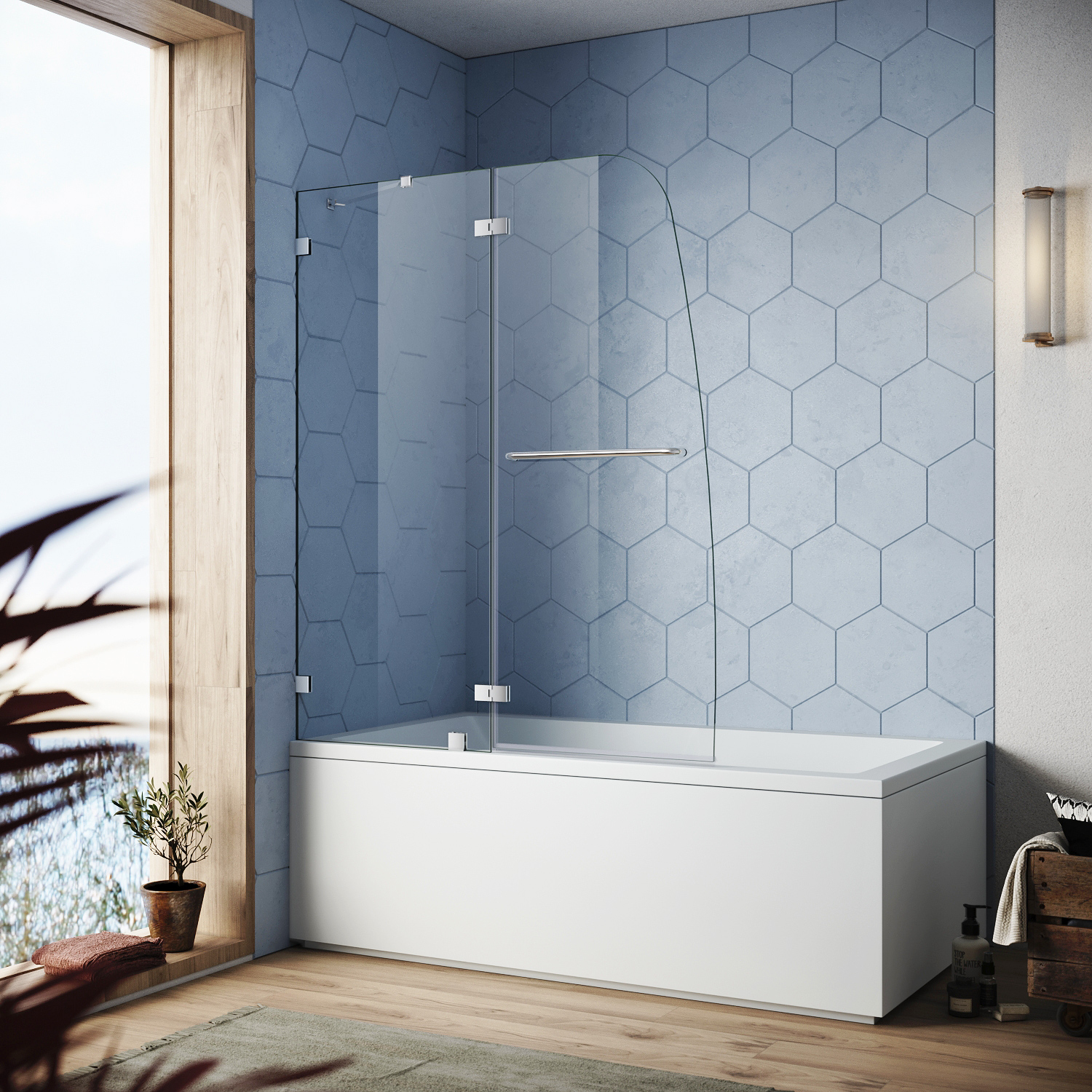 60″ W x 79″ H Fully Frameless Sliding Shower Door